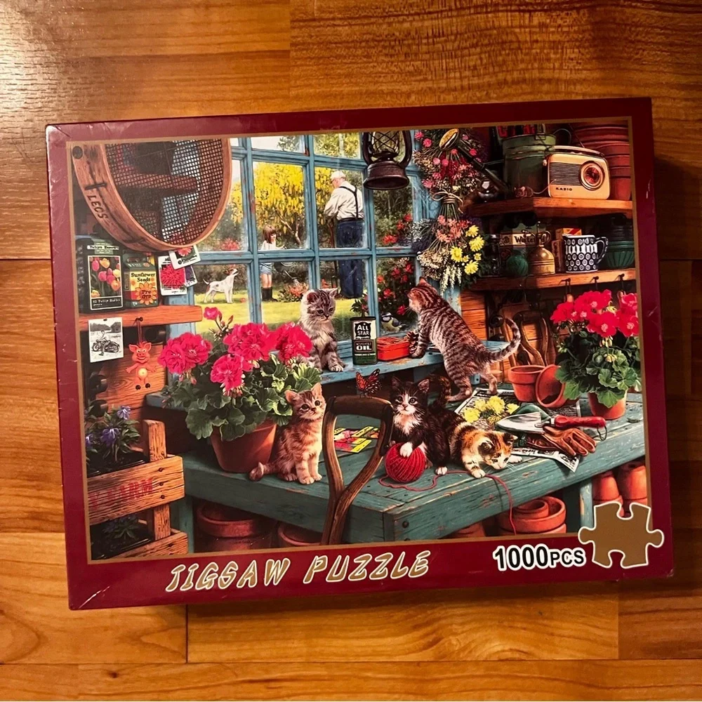 Windowsill Cat Garden Shed Jigsaw Puzzle 1000 Pieces NIB